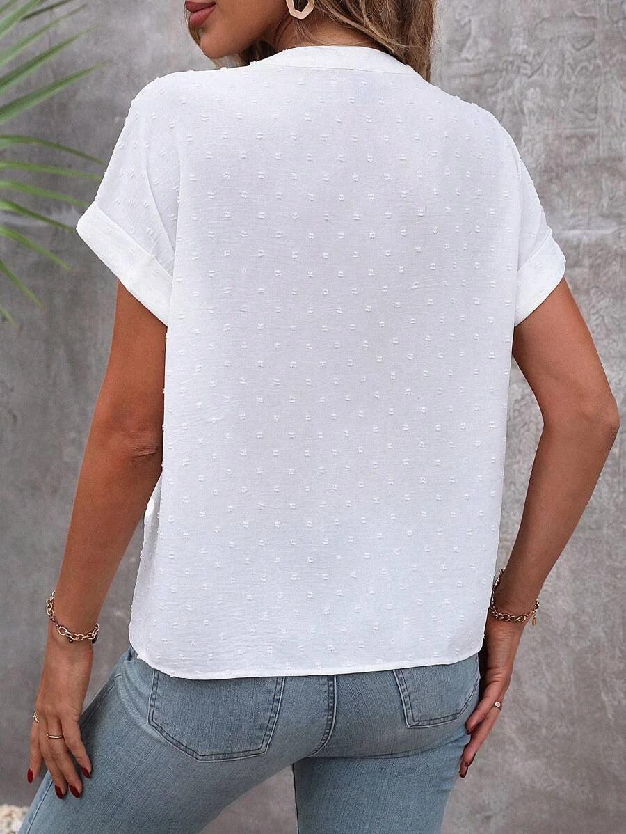 Alani | Top with white swiss dots and buttons