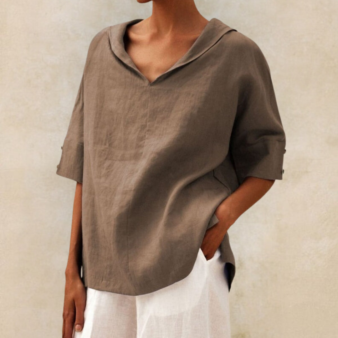 Sabine | Women's V-Neck Casual Linen Shirt