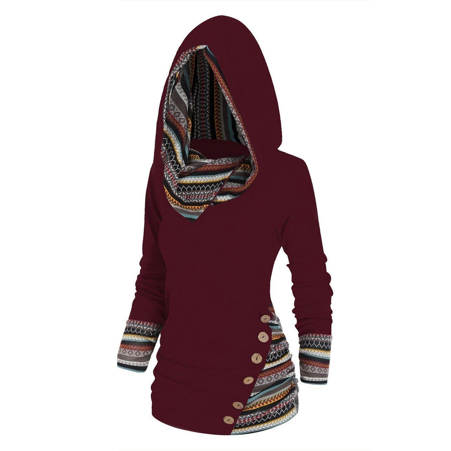 Relaxed hoodie with a tribal pattern