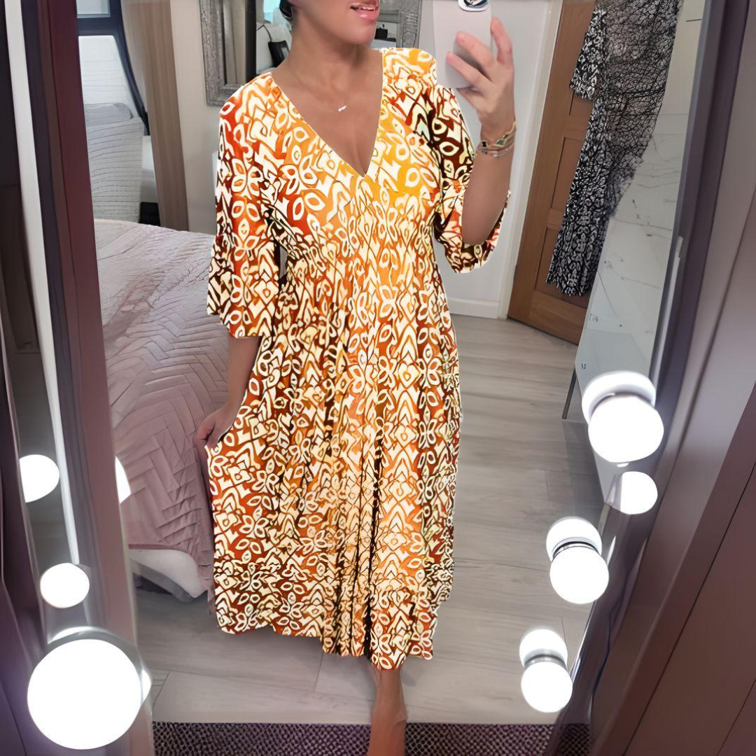 Victoria - Boho Printed Dress