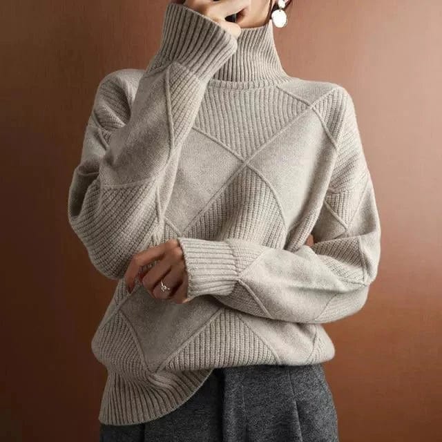 Vicki | Modern Grid Turtleneck Sweater