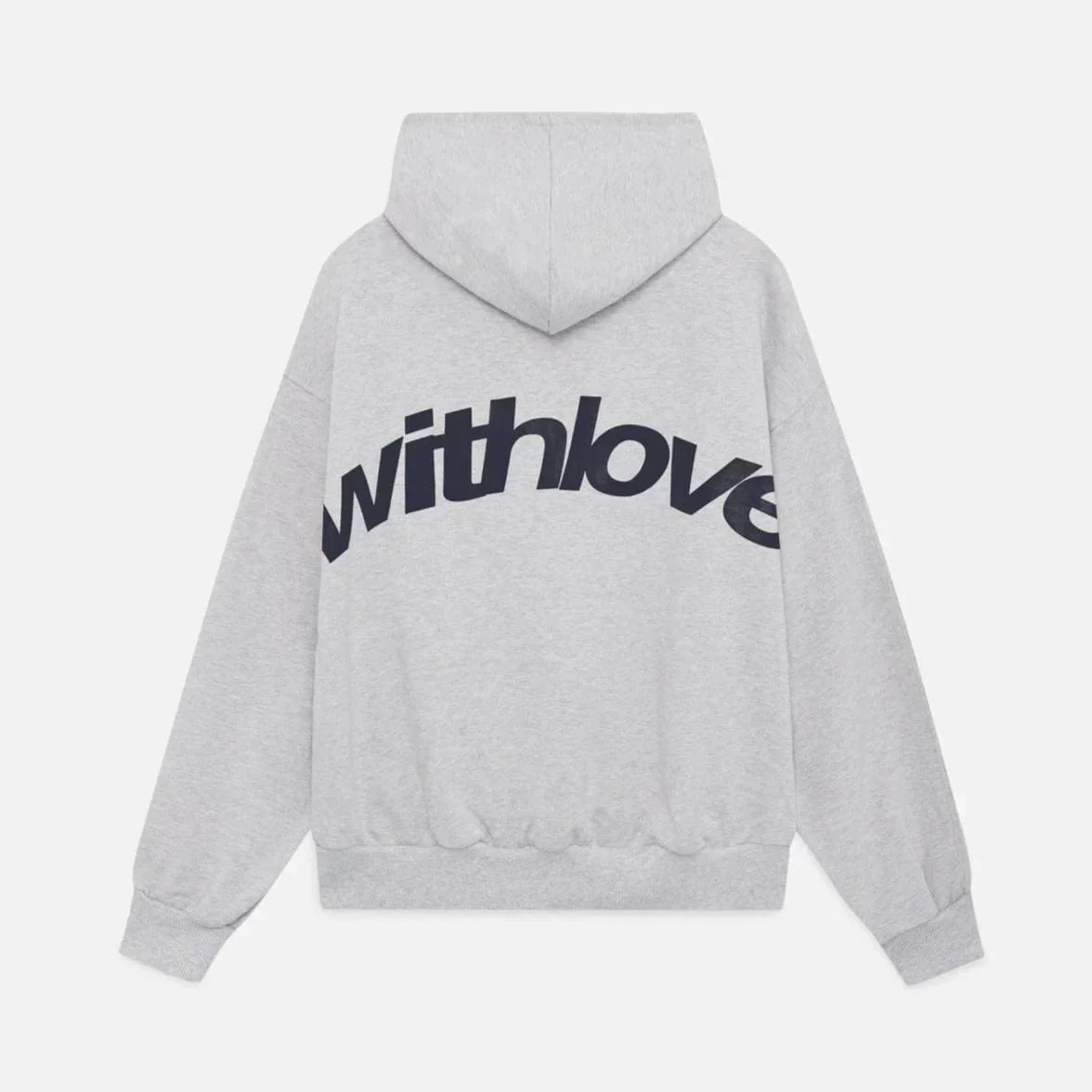 Sweater with a hood and stylish "with love" logo on the back