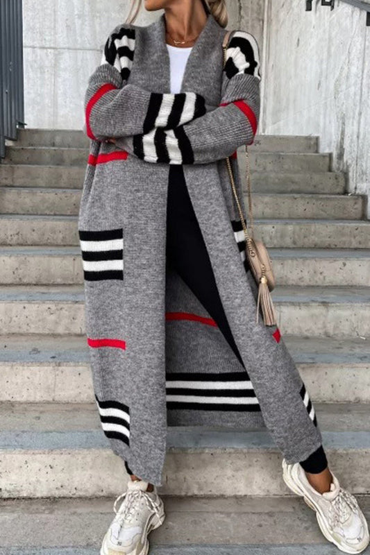 Modern women's sweater with strip pattern, loose & comfortable