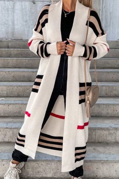 Modern women's sweater with strip pattern, loose & comfortable