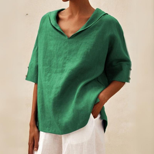 Sabine | Women's V-Neck Casual Linen Shirt