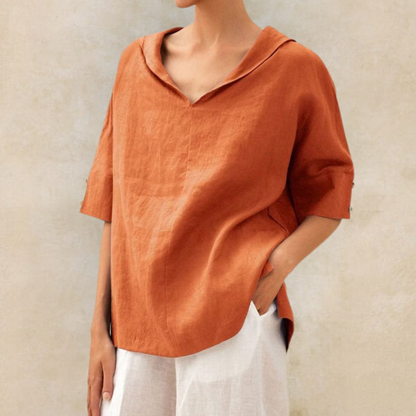 Sabine | Women's V-Neck Casual Linen Shirt