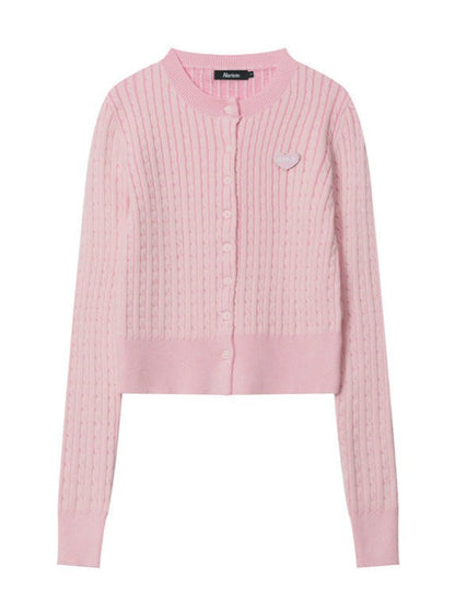 Knitted cardigan with long sleeves and embroidered top