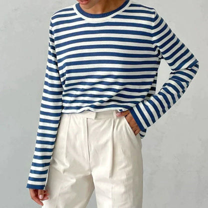 Striped knitting sweater for women with a classic design