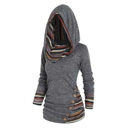 Relaxed hoodie with a tribal pattern