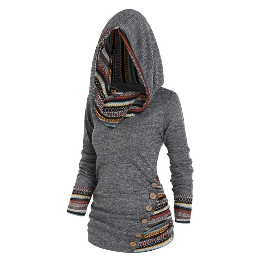 Relaxed hoodie with a tribal pattern