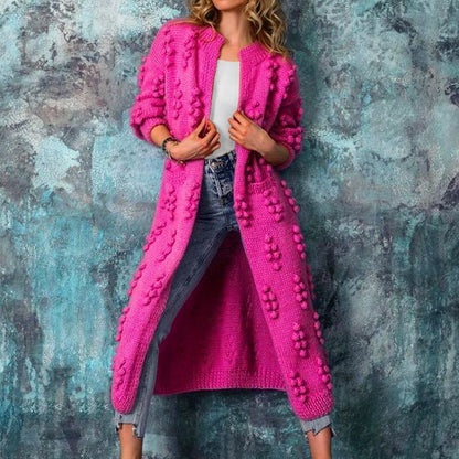 Long female sweater with wave pattern - warm & elegant