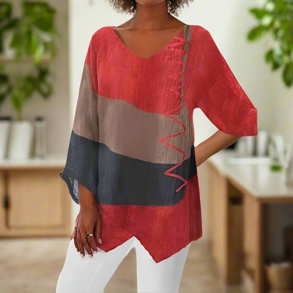 Leona | Tri-Color Shirt with Tummy Coverage