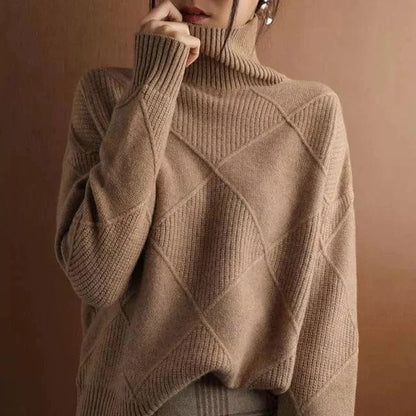 Vicki | Modern Grid Turtleneck Sweater