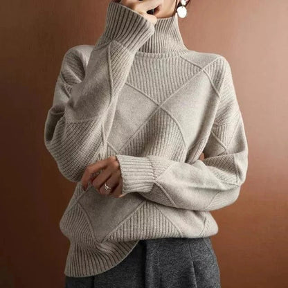 Vicki | Modern Grid Turtleneck Sweater